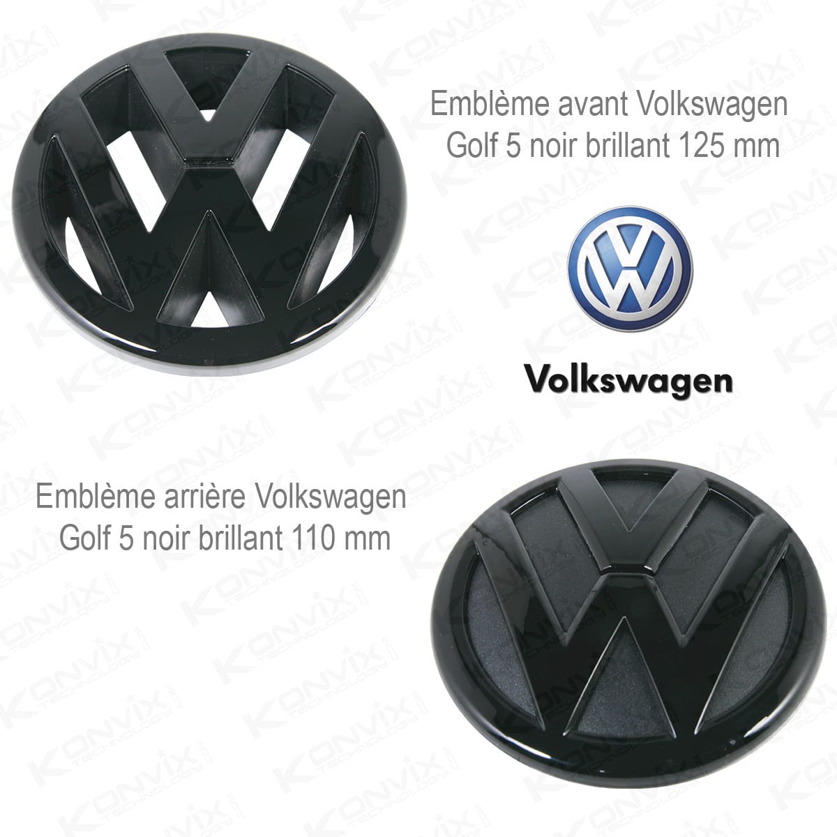Emblème VOLKSWAGEN Golf 5 couleur Noire brillante